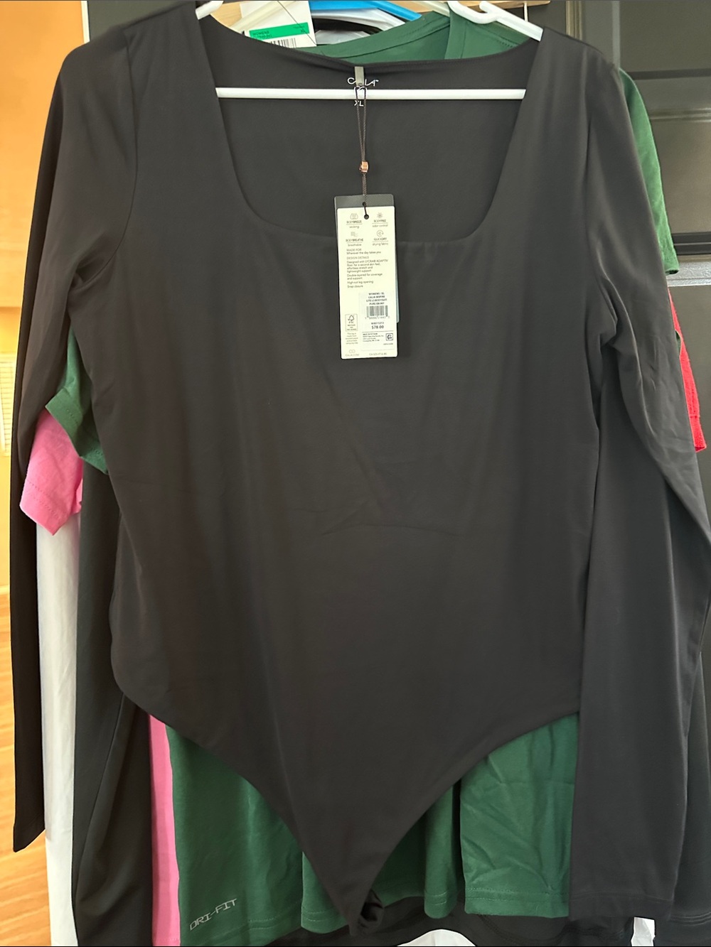 Everyday Scoop Neck Black Long-Sleeve Bodysuit